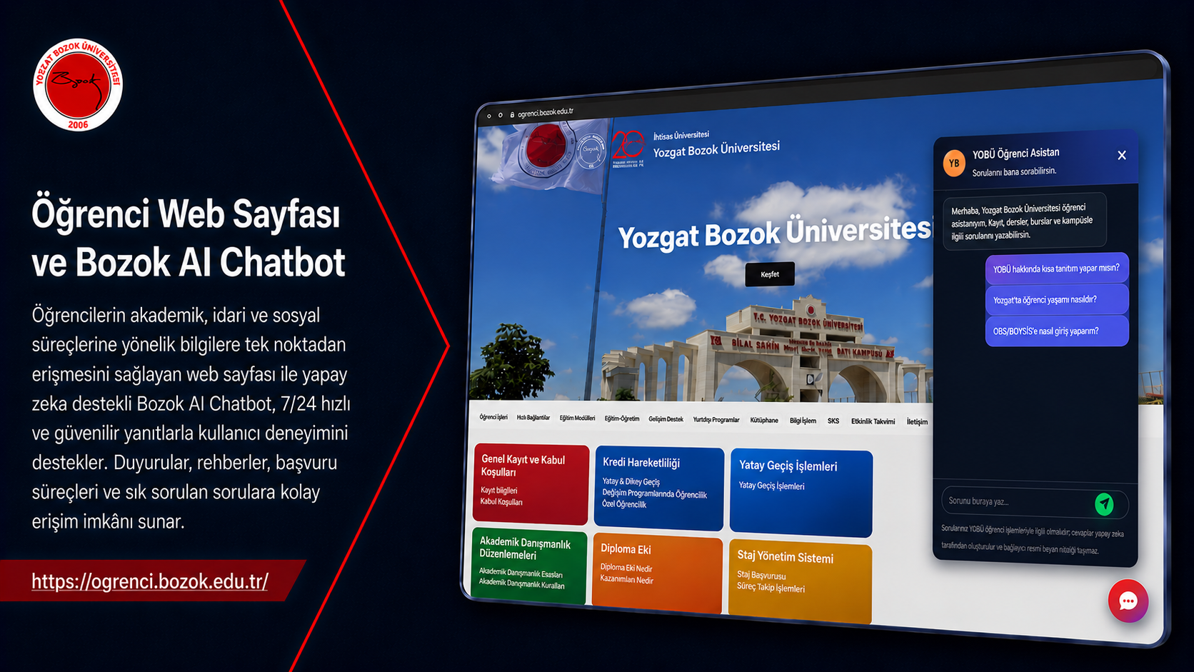 Öğrenci Web Sayfası ve BozokAI Chatbot