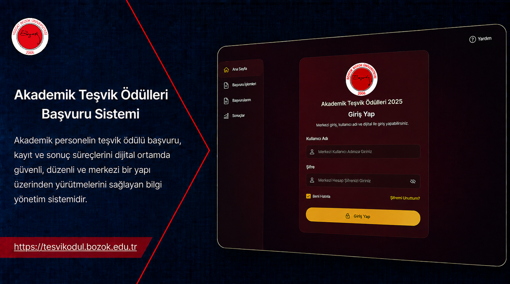 Akademik Teşvik Ödülleri Başvuru Sistemi