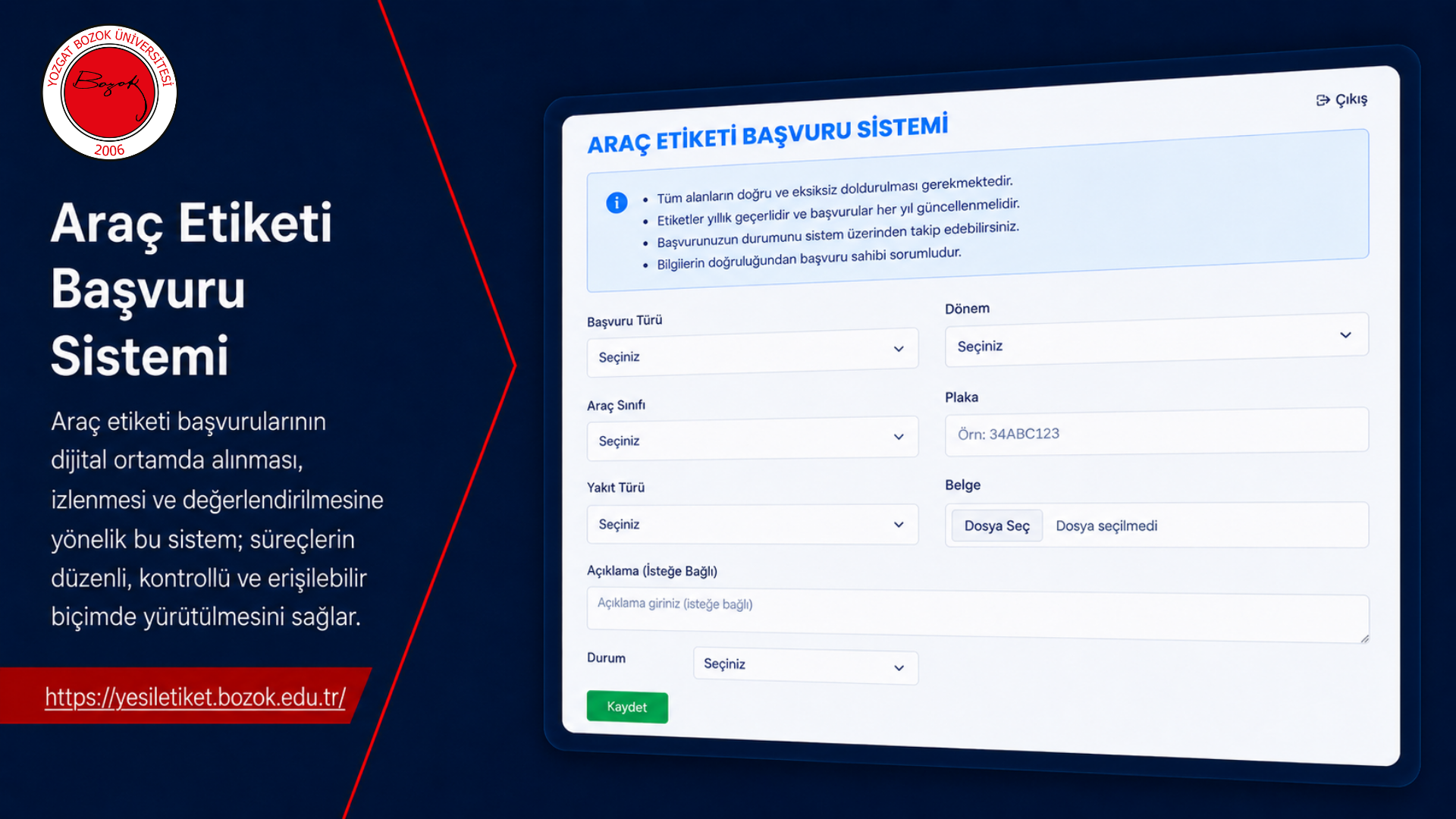 Araç Etiketi Başvuru Sistemi